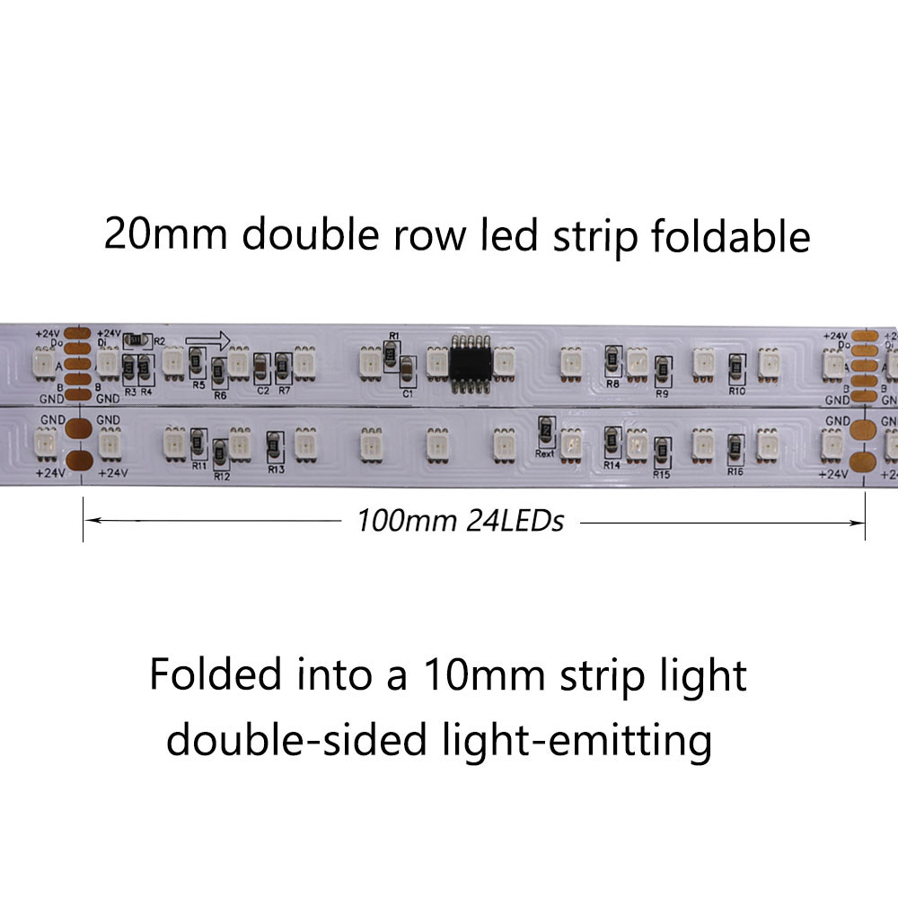 Foldable Dual Row Addressable RGB DMX LED Strip For 360° Silicone Tube Foldable Dual Row Addressable RGB DMX LED Strip For 360° Silicone Tube